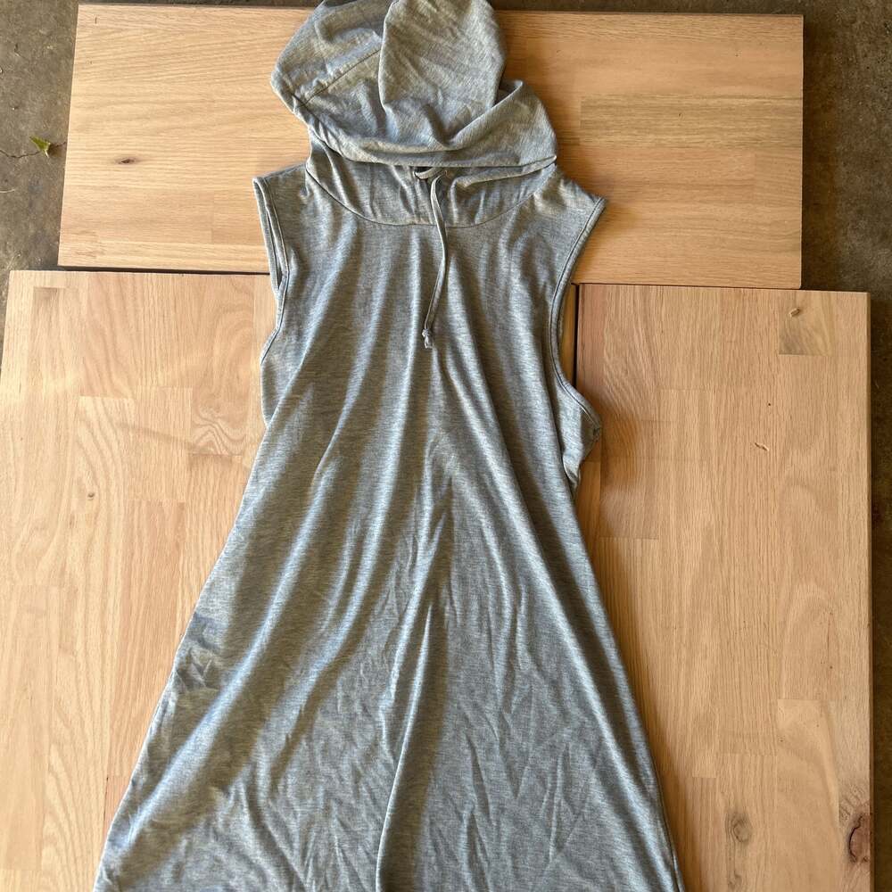 Drawstring Hooded Sleeveless Sweatshirt Dress
